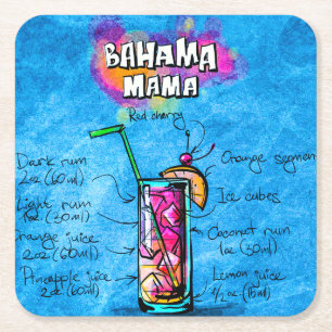 Carré Dessous de verre de maman Cocktail Recipe Custom