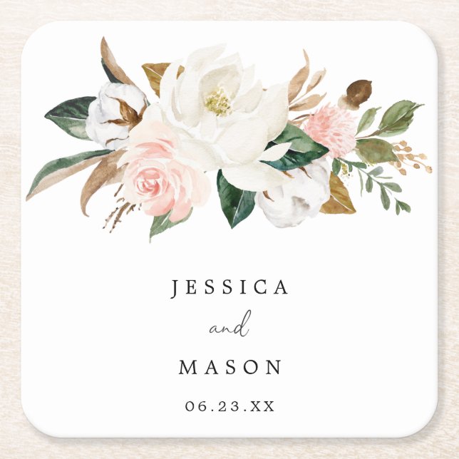 Carré Dessous de verre de Mariage de coton de Magnolia (Devant)
