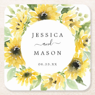 Carré Dessous de verre de mariage du jardin de tournesol