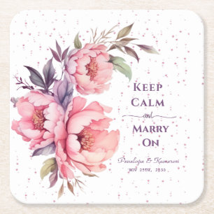 Carré Dessous de verre de Mariage floral rose pâle