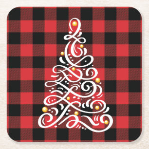 Carré Dessous de verre de Noël avec arbre