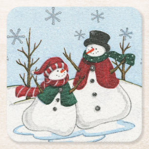 Carré Dessous de verre de Noël des Snowmen très amusan