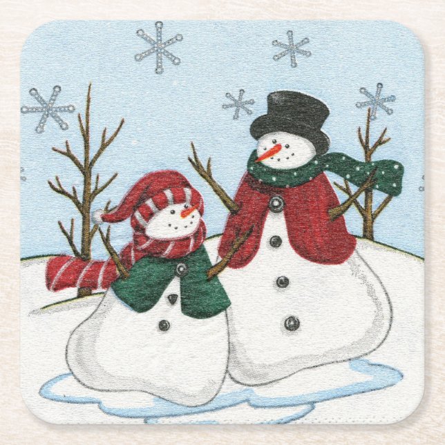 Carré Dessous de verre de Noël des Snowmen très amusant (Devant)