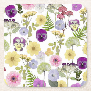 Carré Dessous de verre de papier baby shower petit Fleur