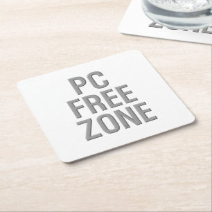 Carré DESSOUS DE VERRE de papier blanc PC Free Zone