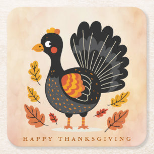 Carré Dessous de verre de papier Bon thanksgiving Cute T