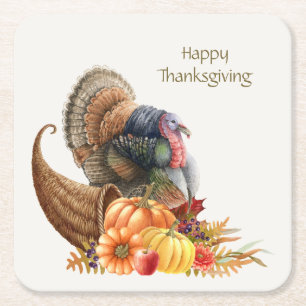 Carré Dessous de verre de papier Citrouille de Thanksgiv