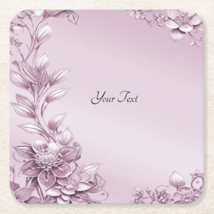 Carré Dessous de verre de papier de feuillage rose