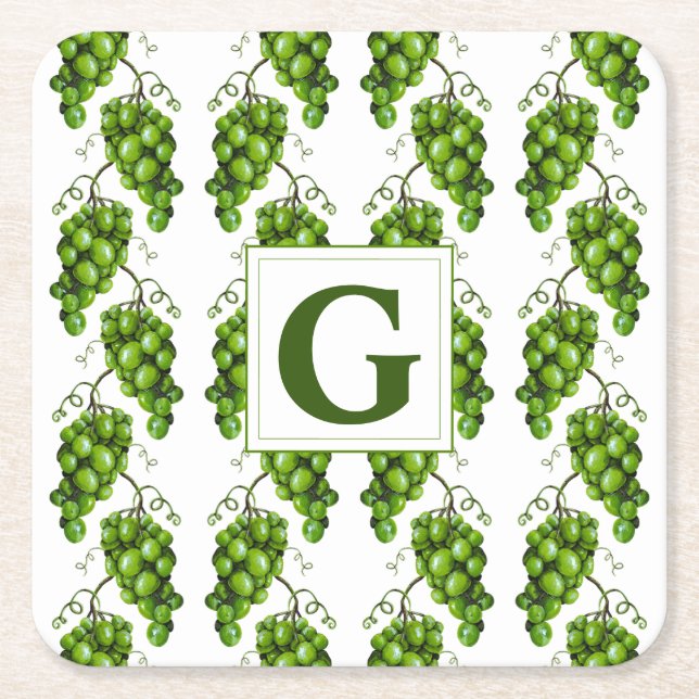 Carré Dessous de verre de papier de raisins verts (Devant)