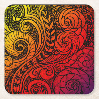 Carré Dessous de verre de papier Doodle Burst