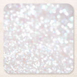 Carré Dessous de verre de papier étincelant blanc