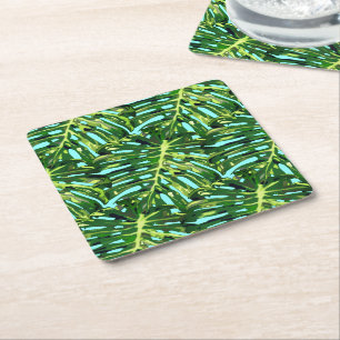 Carré Dessous de verre de papier Feuille tropical