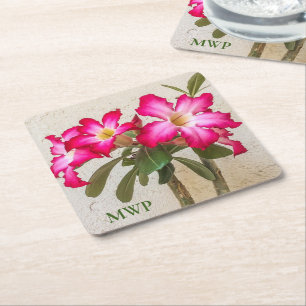 Carré Dessous de verre de papier Fleurs Roses du désert