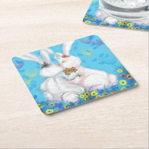 Carré Dessous de verre de papier lapin serré