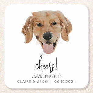 Carré Dessous de verre de papier Mariage chien personnal