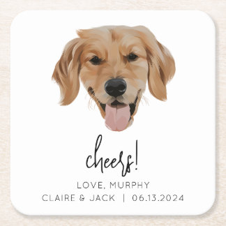Carré Dessous de verre de papier Mariage chien personnal