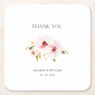 Carré Dessous de verre de papier Mariage floral personna