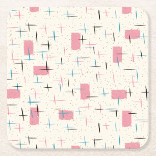 Carré Dessous de verre de papier Motif rétro atomique r