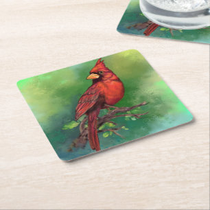 Carré Dessous de verre de papier pour oiseaux du Cardina