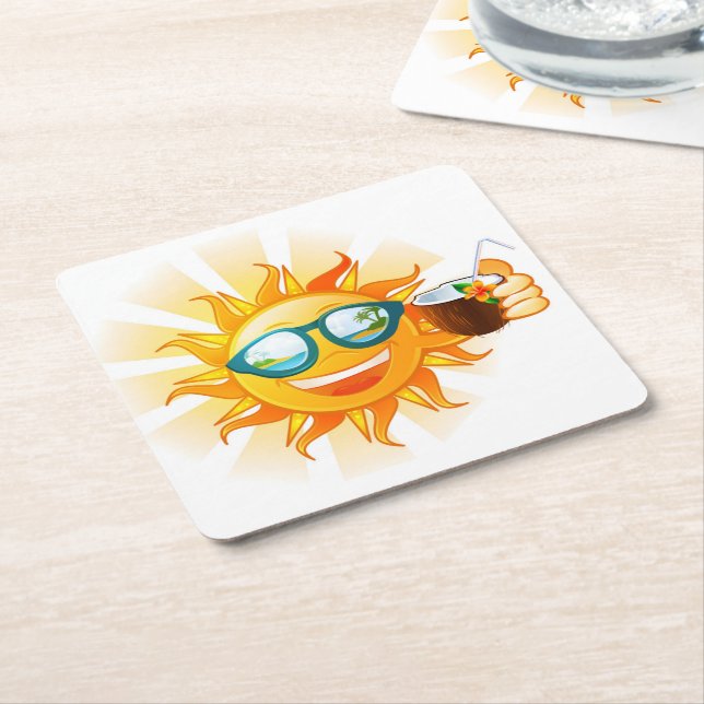 Carré Dessous de verre de papier Sun pour l'été (Incliné)