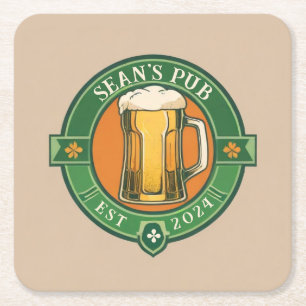Carré Dessous de verre de pub irlandais personnalisé Nom