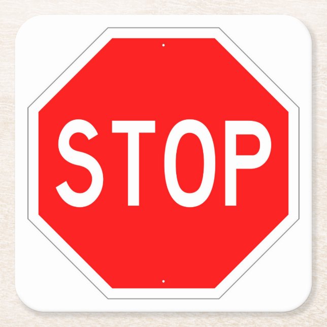 Carré Dessous de verre de signalisation STOP classique t (Devant)