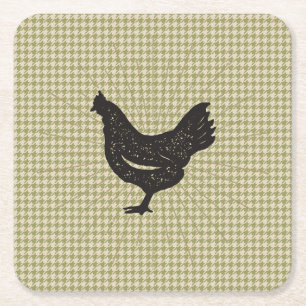Carré Dessous de verre de silhouette de poulet rustique