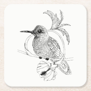 Carré Dessous de verre d'illustration des oiseaux de Col