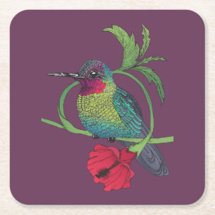 Carré Dessous de verre d'illustration d'oiseau de