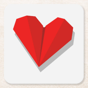 Carré Dessous de verre d'illustration d'origami de coeur