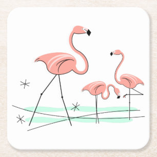 Carré Dessous de verre du trio 2 de Flamants roses