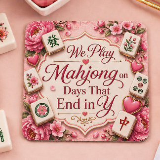 Carré Dessous de verre élégant en Mahjong Fleurs roses c