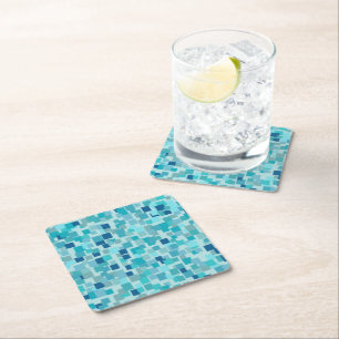 Carré Dessous de verre en mosaïque bleue