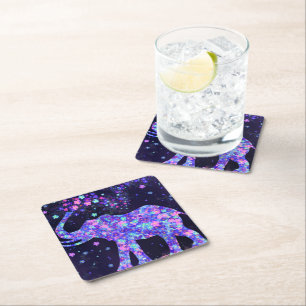 Carré Dessous de verre en papier aux fleurs d'éléphants