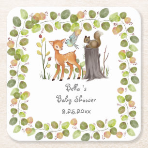 Carré Dessous de verre en papier Baby shower d'animaux d
