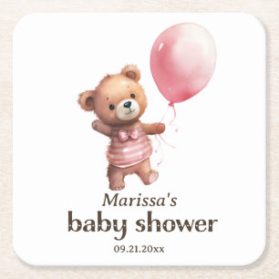 Carré Dessous de verre en papier Baby shower pour fille