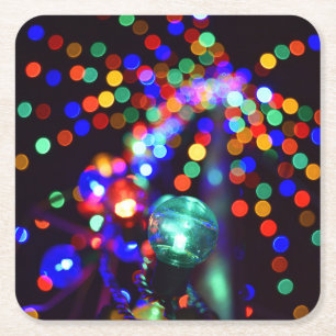 Carré Dessous de verre en papier Bokeh Holiday Lights