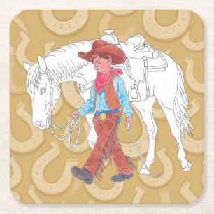 Carré Dessous de verre en papier Cowboy