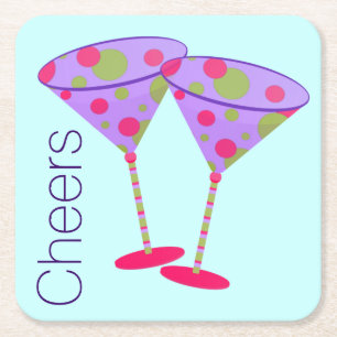 Carré Dessous de verre en papier de  colorés Martini