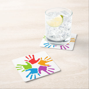 Carré Dessous de verre en papier de Colorful Hand