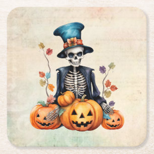 Carré Dessous de verre en papier de squelette d'Hallowee