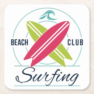 Carré Dessous de verre en papier de surf Beach Club