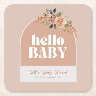 Carré Dessous de verre en papier, Hello Baby, Baby showe
