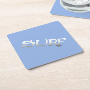 Carré dessous de verre en papier incliné bleu surf