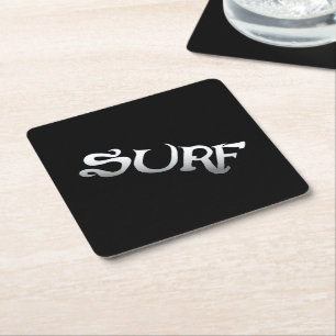 Carré dessous de verre en papier incliné noir surf