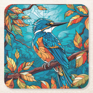 Carré Dessous de verre en papier Kingfisher d'automne