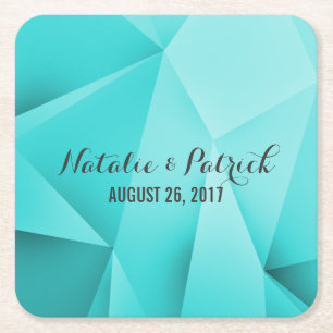 Carré Dessous de verre en papier Mariage Aqua Jewel Tone