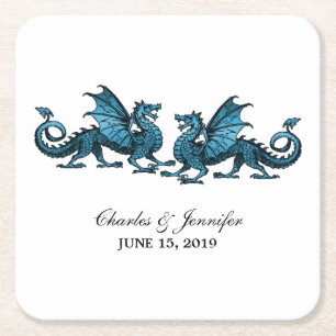 Carré Dessous de verre en papier Mariage Blue Elegant Dr