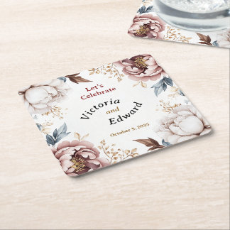 Carré Dessous de verre en papier Mariage Victorian Peony