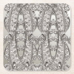 Carré Dessous de verre en papier moderne orné d'argent